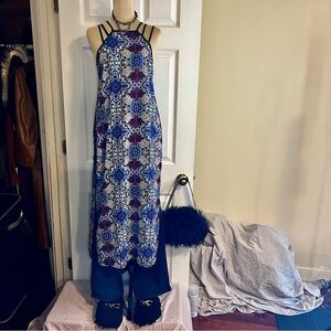 navy blue dress for baby girl Vtg 90s Charlotte Russe Asymmetrical Halter Dress Sz 2XS Black White Zebra  USA main image 0